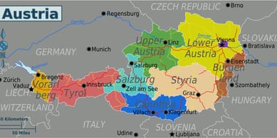Австрийн аймаг газрын зураг